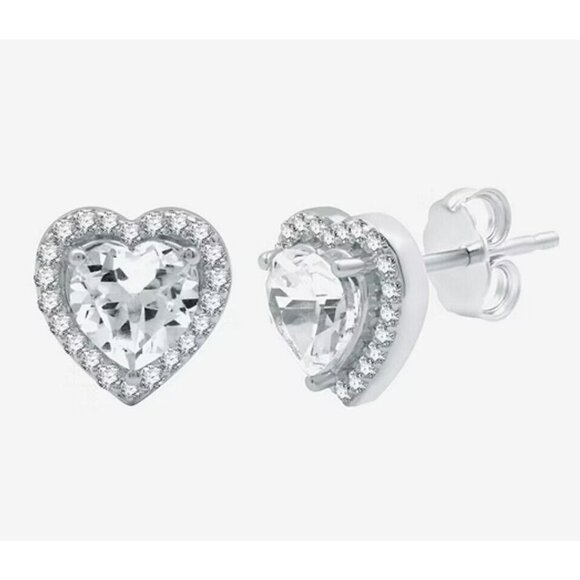 NWT White Sapphire Earrings Necklace Sterling Silver Gift Set $124 MSRP - Picture 8 of 11